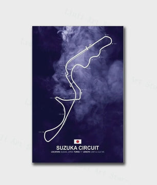 Formule 1 Circuit Poster Canvas - F1 Race Track Kunst Print voor Woonkamer Decoratie