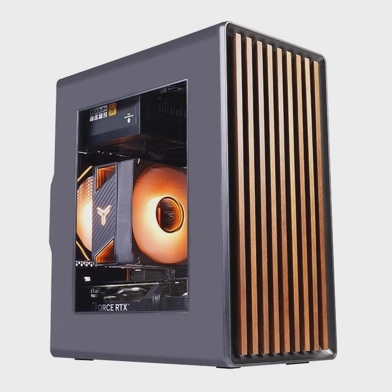 WJCOOLMAN Craftsman 3 PC Case: Stijlvolle Transparante Behuizing met Houten Accenten voor Desktop & Gaming