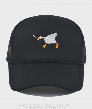 Unieke Geborduurde Baseball Cap met Gans Patroon - Casual Stadsstijl