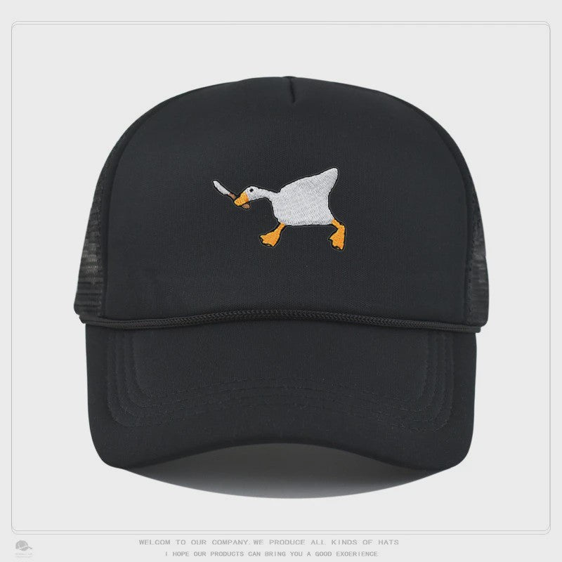 Unieke Geborduurde Baseball Cap met Gans Patroon - Casual Stadsstijl