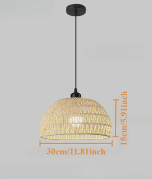 Handgeweven Rotan Hanglamp - Boho Stijl Papier Touw Plafondlamp voor Woonkamer & Slaapkamer