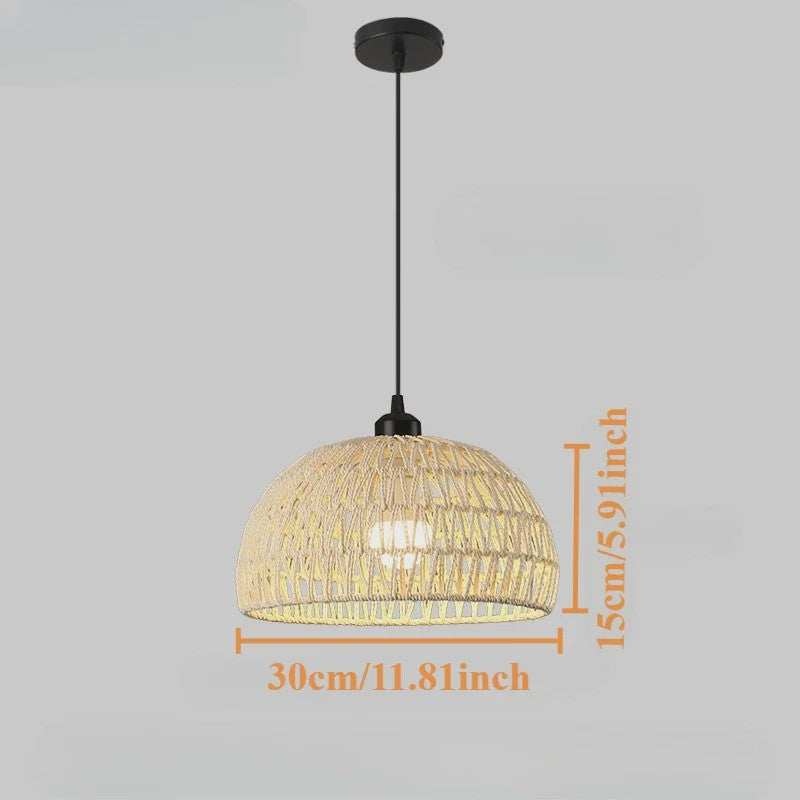 Handgeweven Rotan Hanglamp - Boho Stijl Papier Touw Plafondlamp voor Woonkamer & Slaapkamer