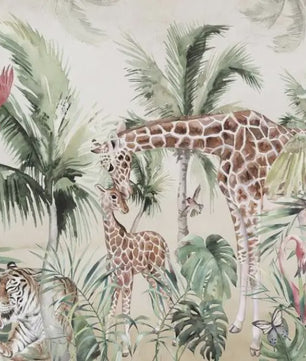 Milofi 3D Muurschildering Behang: Scandinavisch Bos met Jungle Dieren voor Kinderkamer