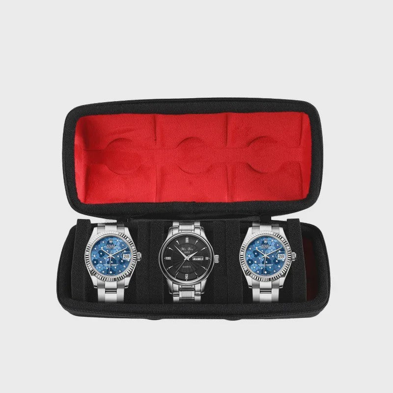 Luxe Horloge Reiskoffer - Harde Rol Organizer met Rode Voering voor 1, 2, 3, 5, 6 of 10 Horloges