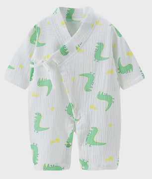 Mousseline Katoen Romper met Lange Mouwen voor Baby's (0-24M) - Unisex Jumpsuit voor Jongens & Meisjes