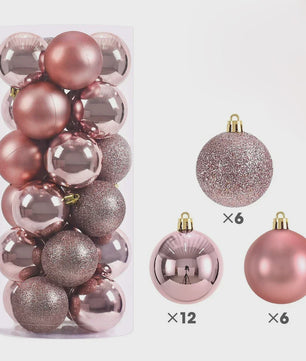 24x Kerstballen Set - 3/4/6cm - Multicolor & Glitter - Kerstboom Decoratie