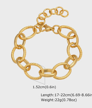Gouden Roestvrij Staal Chunky Schakelarmband voor Dames - Waterdicht & Verstelbaar