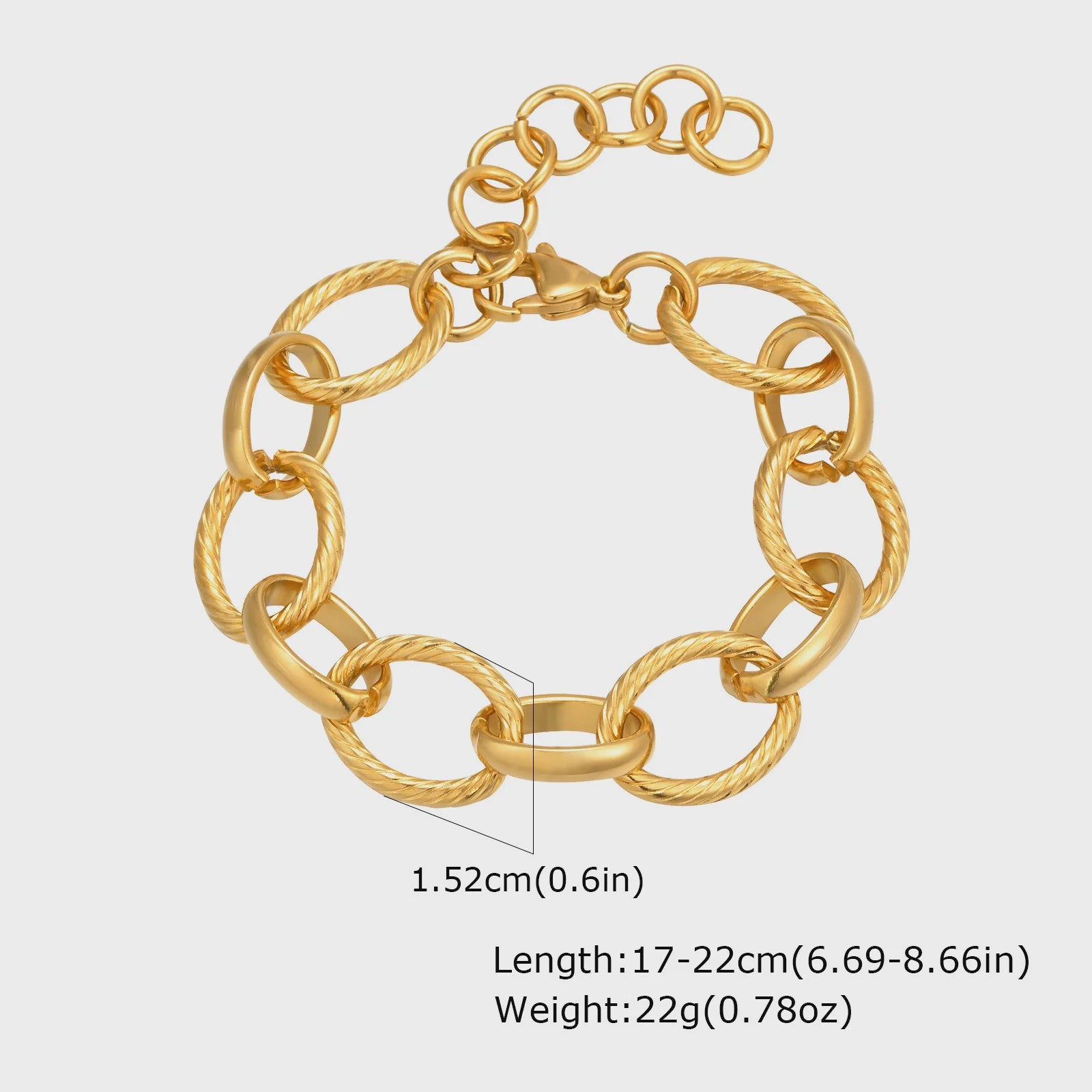 Gouden Roestvrij Staal Chunky Schakelarmband voor Dames - Waterdicht & Verstelbaar