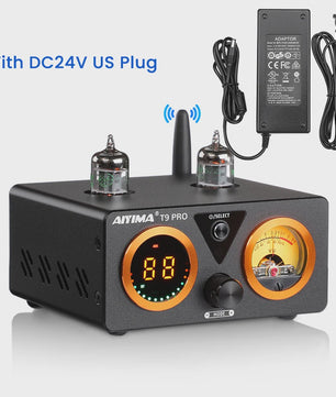 AIYIMA T9 PRO HiFi Bluetooth 5.2 Tube Versterker met VU Meter - 100W x 2 Stereo Audio Amp met USB DAC, COAX & OPT