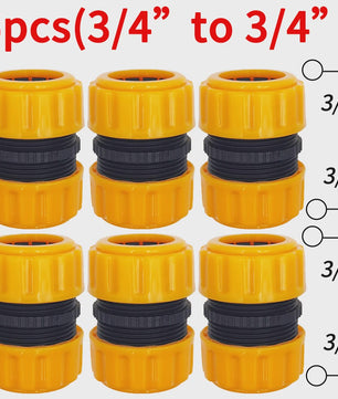Set van 6 Tuinslang Koppelingen - 3/4" & 1/2" - Snelkoppeling voor Reparatie & Irrigatie