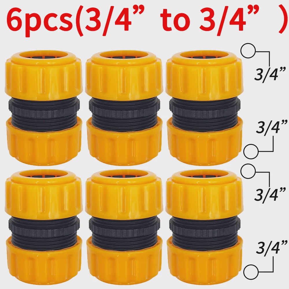 Set van 6 Tuinslang Koppelingen - 3/4" & 1/2" - Snelkoppeling voor Reparatie & Irrigatie