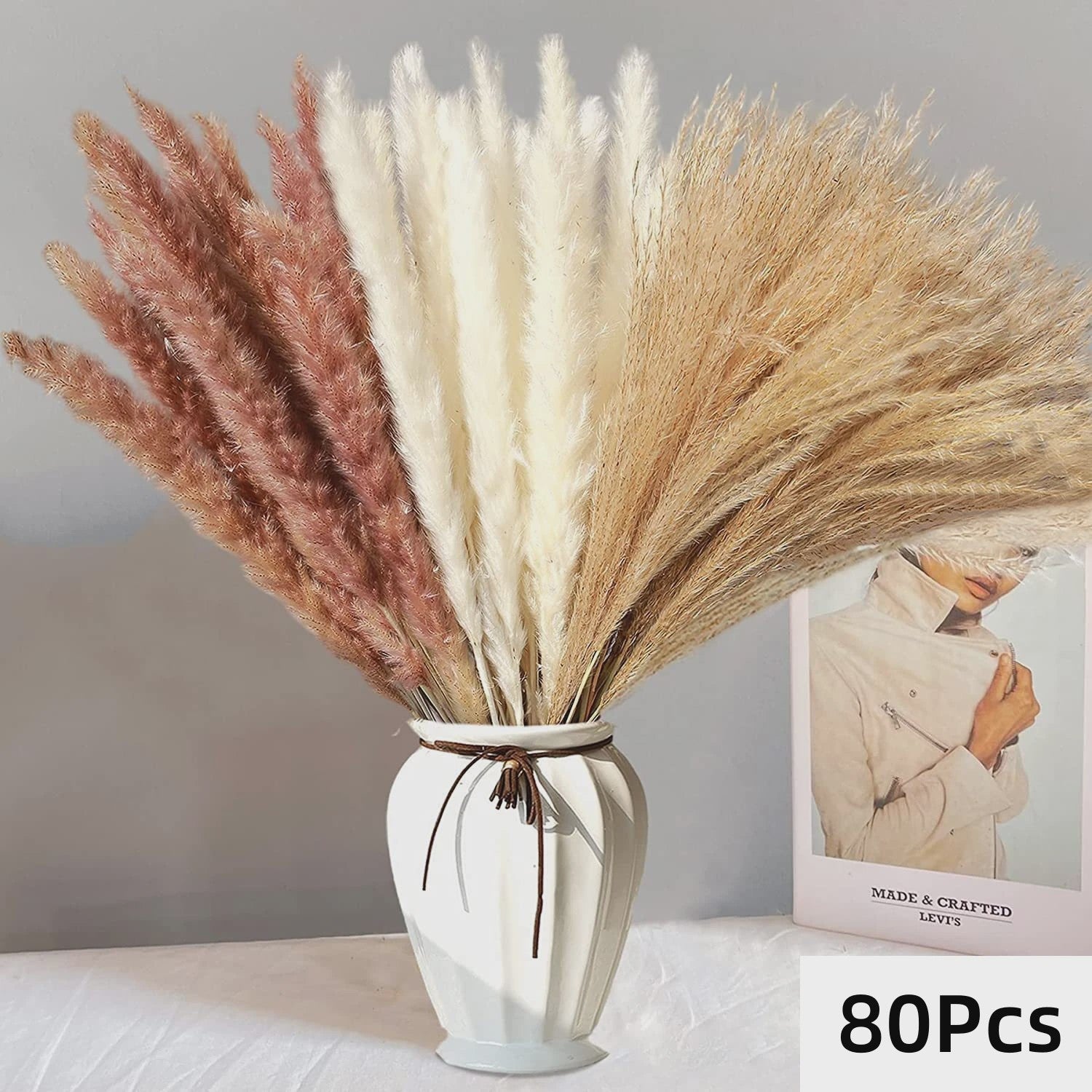 Natuurlijk Pampas Gras Boeket - Gedroogde Bloemen voor Boho Woondecoratie & Bruiloft