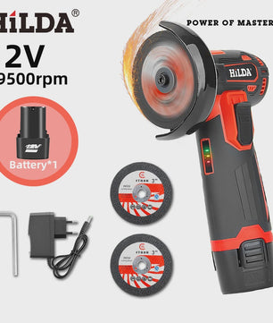 HILDA 12V Mini Haakse Slijper - Snoerloos, Oplaadbaar voor Slijpen, Polijsten & Snijden