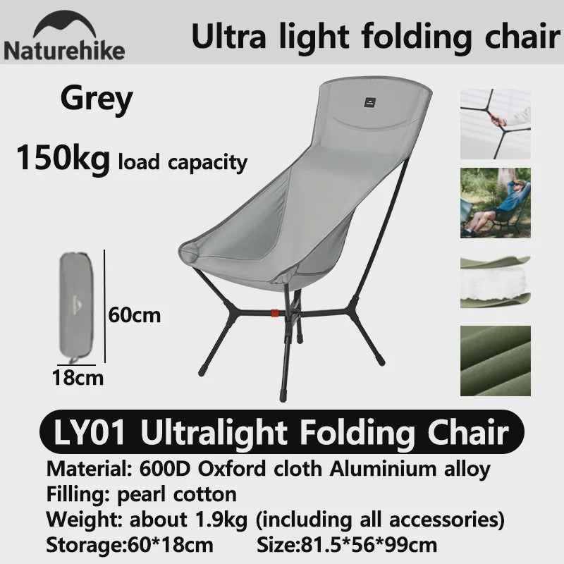 Naturehike YL01 Ultra-lichtgewicht Campingstoel - Snel Opvouwbaar & Draagbaar (150kg)
