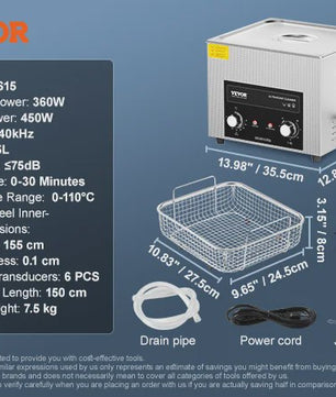 Professionele Ultrasone Reiniger met Verwarming en Timer - 2-30L voor Laboratorium, Metaal & Auto-onderdelen