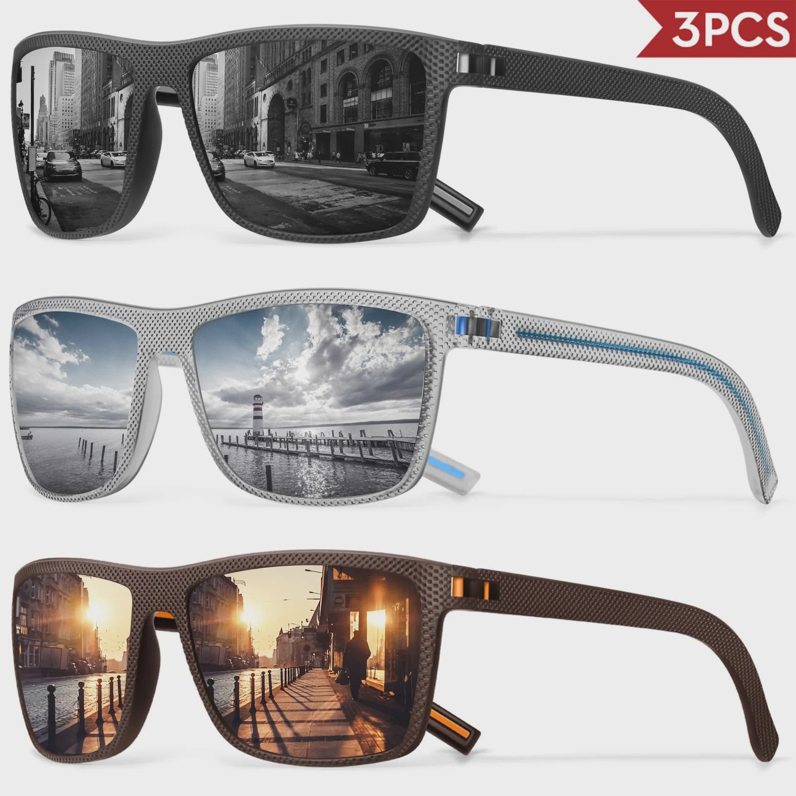 Designer Polarized Zonnebrillen Set voor Heren & Dames | UV400 Bescherming | Ideaal voor Buitenactiviteiten