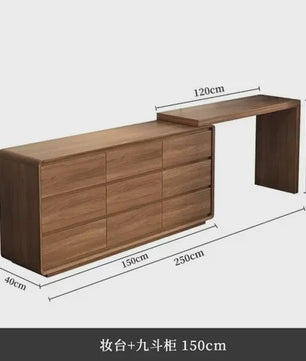 Moderne Houten Kaptafel met Spiegel en Ruime Opbergruimte