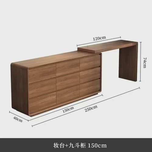 Moderne Houten Kaptafel met Spiegel en Ruime Opbergruimte