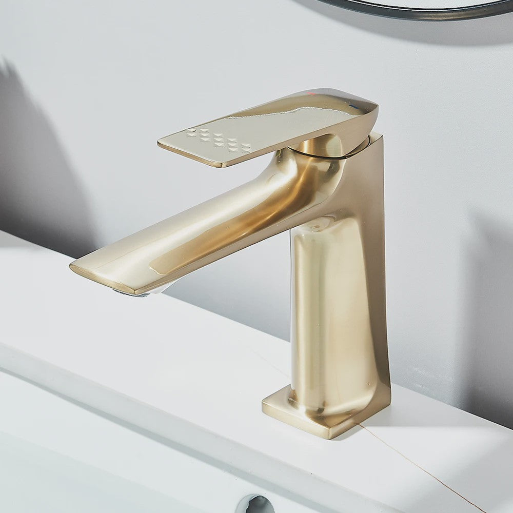 Moderne Wastafelkraan Messing - Enkel Hendel Mixer - Warm & Koud Water