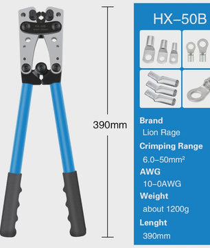 Professionele Krimptang HX-50B voor Kabelogen | 6-50mm² | AWG 10-0