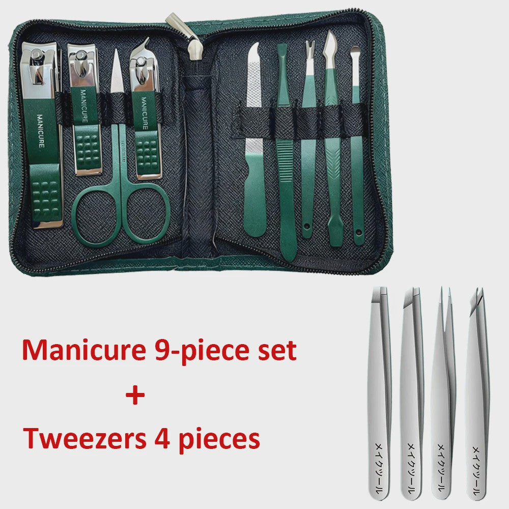 Professionele Manicure & Pedicure Set (9 Delig) - Roestvrij Staal met Reis Etui