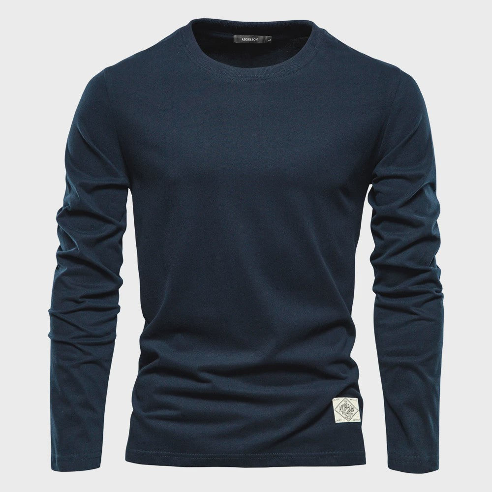 Heren Longsleeve T-shirt van 100% Katoen - Klassiek, Effen en Casual voor Lente