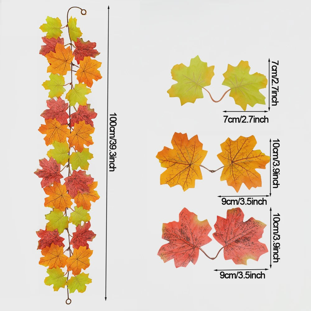 Herfst Slinger met Maple Bladeren - Kunstblad Slinger voor Thanksgiving, Halloween & Feestdecoratie