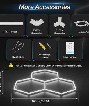 Modulaire Hexagonale LED Plafondlamp - Superhelder 6500K Koel Wit Licht