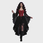 Dames Heksenjurk met Pofmouwen - Middeleeuwse & Gothische Renaissance Stijl voor Halloween & Cosplay