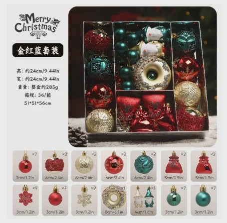 Luxe Kerstballen Set (60 Stuks) met Donut, Gnome & Sneeuwvlok Ornamenten - Goudkleurig