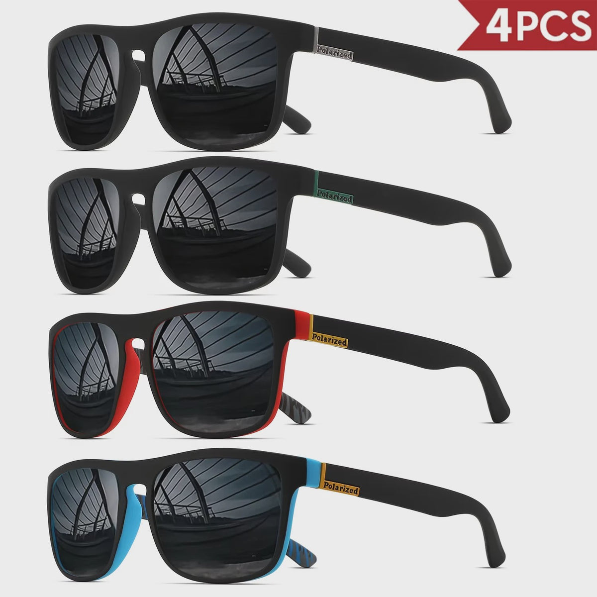 4x Klassieke Gepolariseerde Sport Zonnebril Heren Dames - Lichtgewicht PC Frame UV400