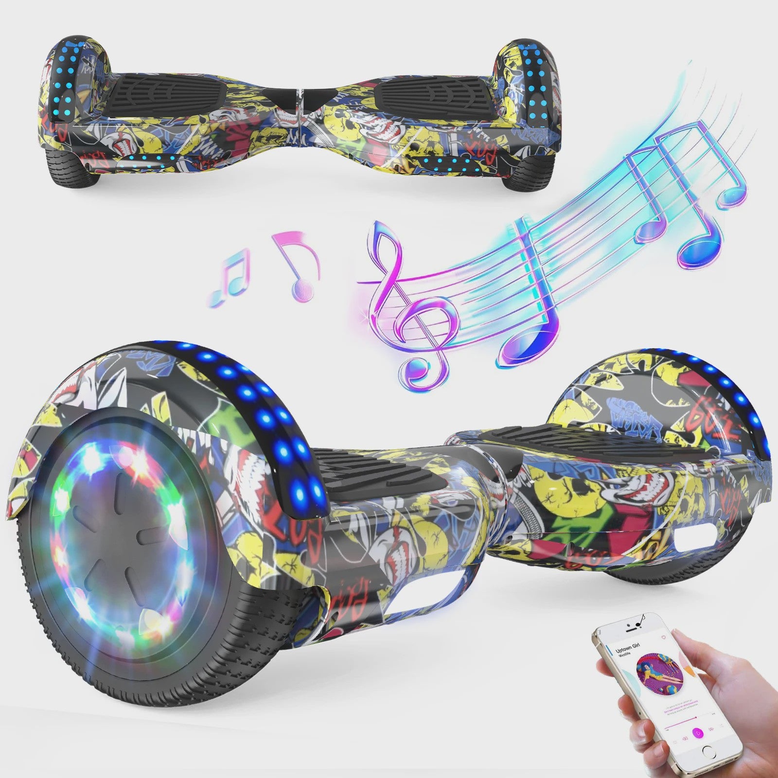 RCB Hoverboard 6.5 Inch Zelfbalancerend Elektrisch voor Kinderen & Volwassenen met Bluetooth en LED Verlichting