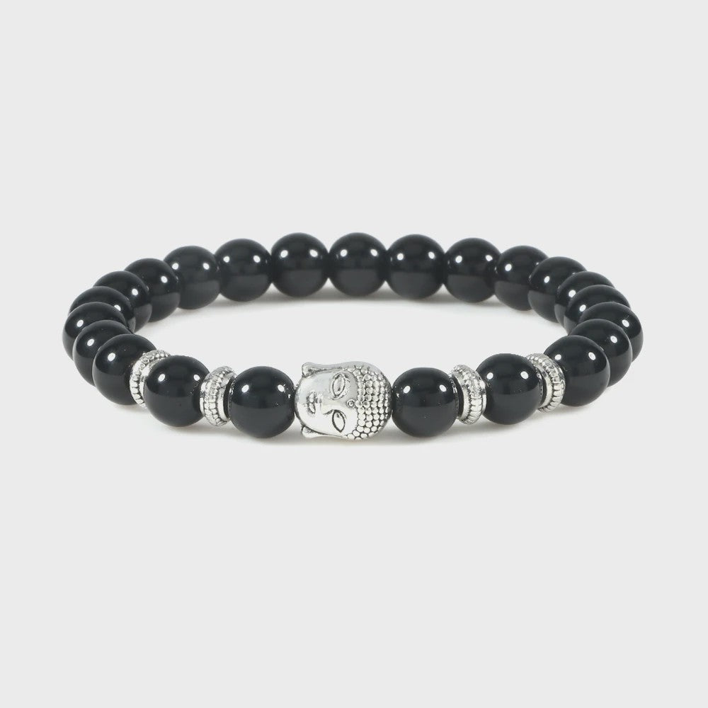 Natuurstenen Buddha Armband met Tijgeroog Kralen - Elastisch & Verstelbaar