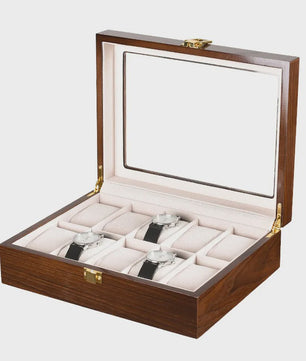 Luxe Houten Horlogedoos met 6, 10 of 12 Vakken - Handgemaakt Sieraden Opbergdoos Display