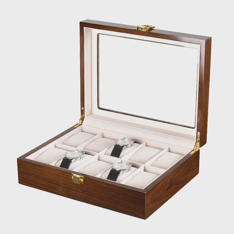 Luxe Houten Horlogedoos met 6, 10 of 12 Vakken - Handgemaakt Sieraden Opbergdoos Display