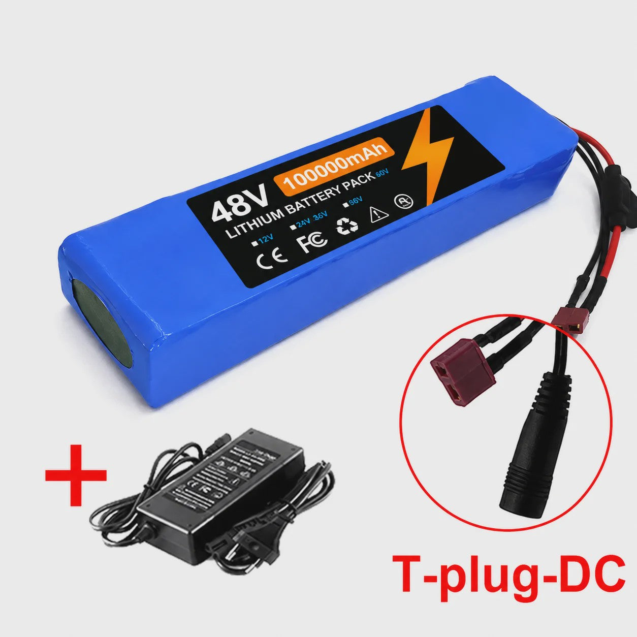 48V 100Ah Lithium Batterij Pack met BMS voor E-bike & Scooter - Inclusief 54.6V Lader