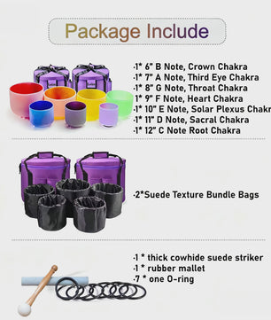7-delige Kristallen Klankschaal Set (6-12 Inch) - 432Hz Chakra Stemming voor Meditatie & Sound Therapy