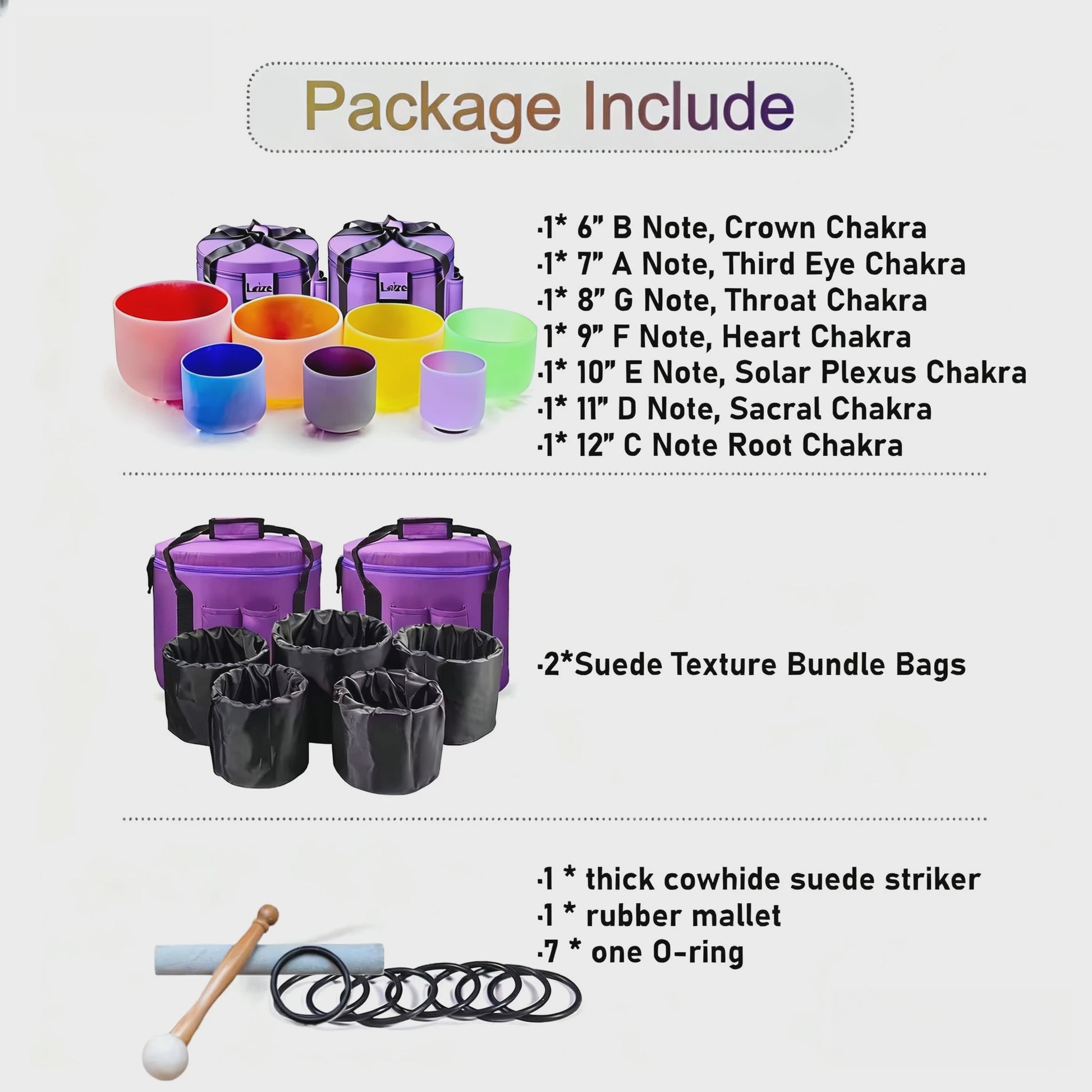7-delige Kristallen Klankschaal Set (6-12 Inch) - 432Hz Chakra Stemming voor Meditatie & Sound Therapy