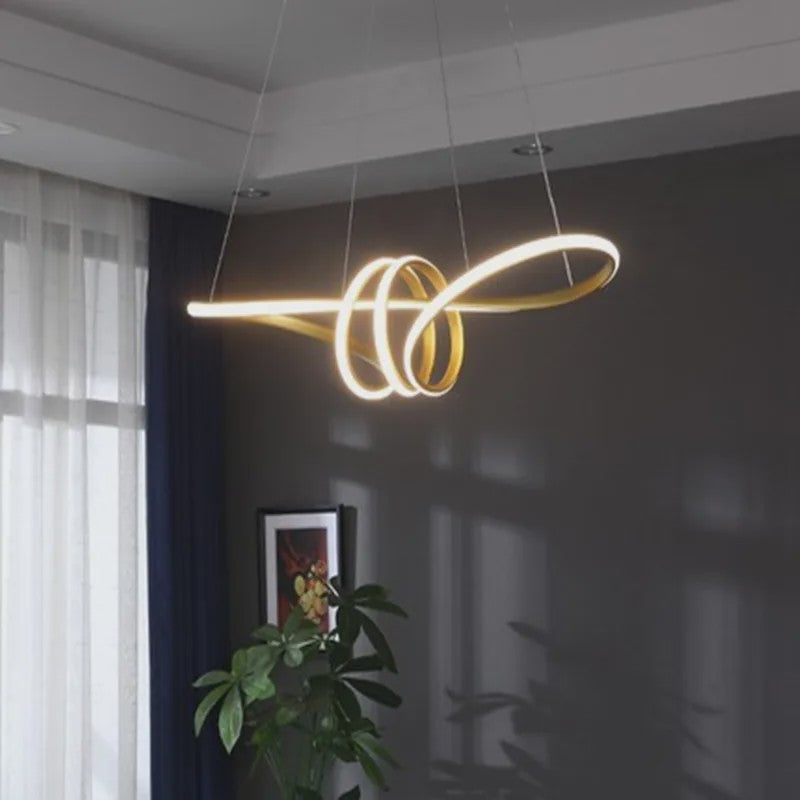 Moderne LED Plafondlamp met Afstandsbediening - Goudkleurig, Dimbare Hanglamp voor Keuken of Eettafel