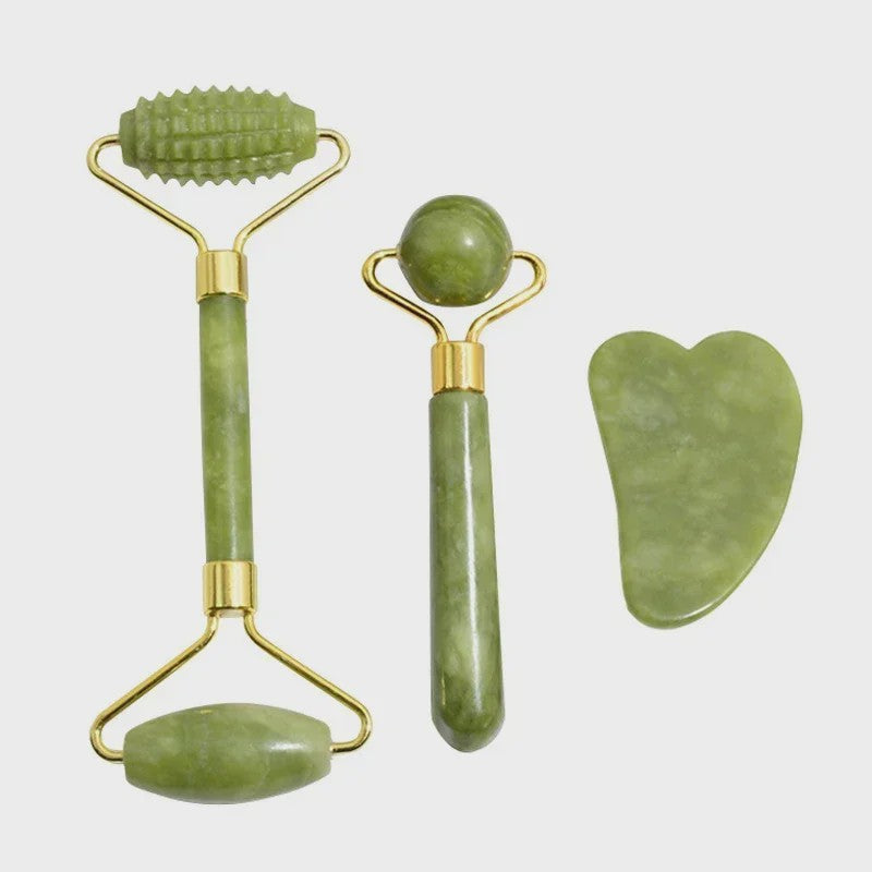 Natuurlijke Jade Roller & Gua Sha Set - Gezichts- en Lichaamsmassage voor Ontspanning en Lifting