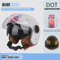 Vintage Open Motorhelm met Dubbel Vizier - DOT Gecertificeerd, Retro Stijl