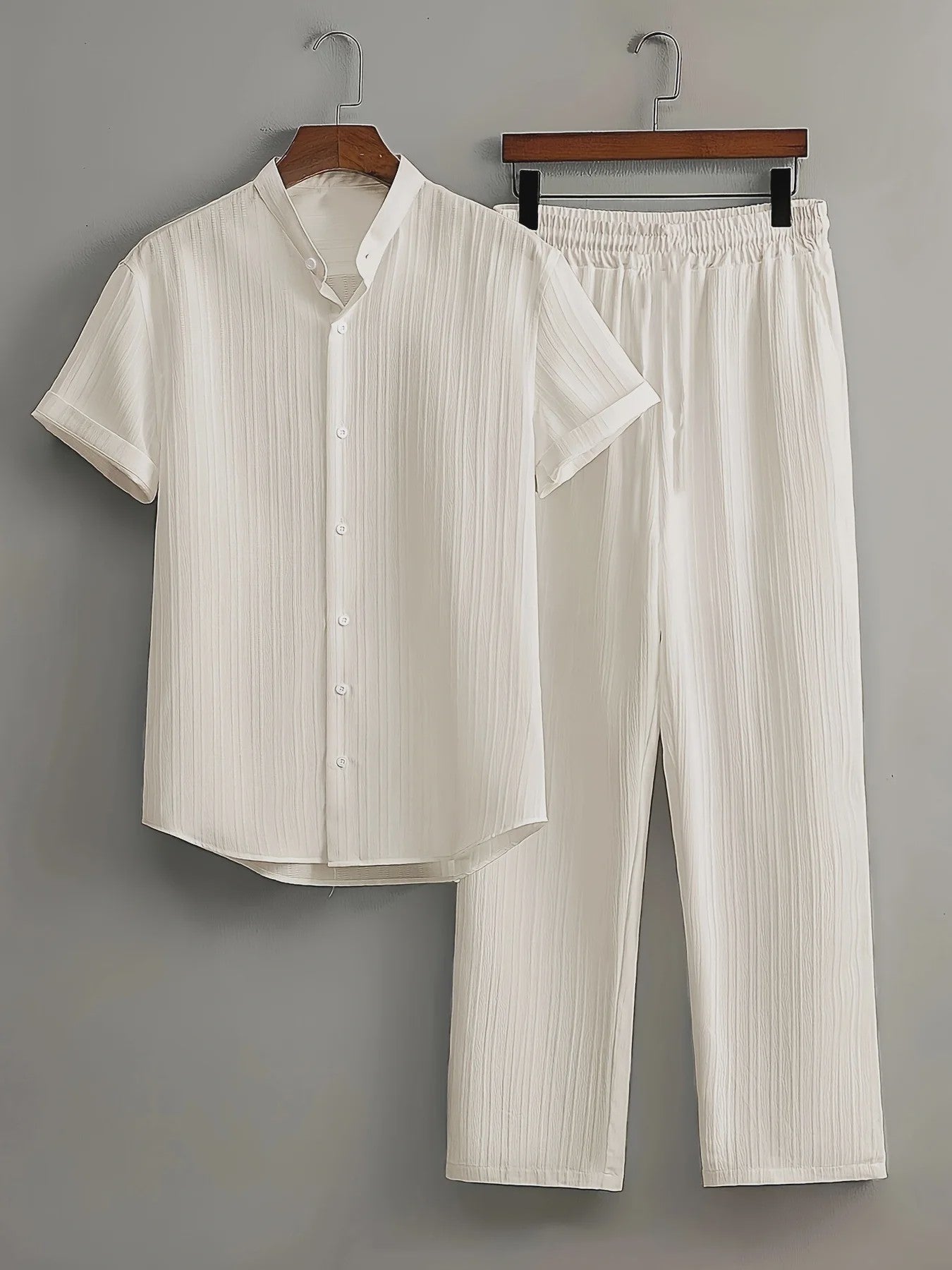 Zomerse Heren Tweedelige Set: Luchtig Linnen Look Shirt met Broek