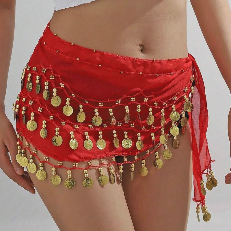 Buikdans Heupsjaal met Munten - Chiffon Rok voor Dans en Yoga