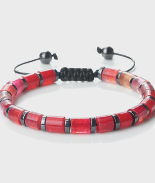 Blauwe Cilindervormige Agate Armband - Gevlochten Natuursteen Bangle voor Dames en Heren