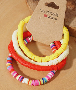 Set van 4 Kleurrijke Heishi Kralen Armbanden - Handgemaakt Boho Mixkleur Sieraden Dames 2024
