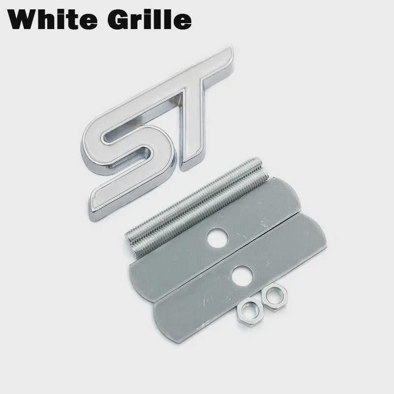 ST Grille Badge Embleem Sticker - Rood/Blauw Chroom - Voor Ford Fiesta, Focus, Mondeo