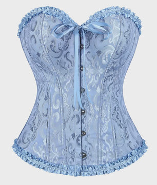 Victoriaans Jacquard Corset Top met Kant en Bloemenprint - Sexy Bustier voor Dames