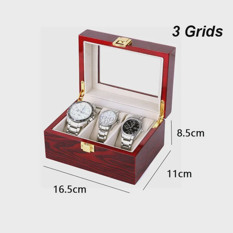 Luxe Houten Horlogedoos met Glas - Diverse Slots & Stijlvolle Opbergoplossing