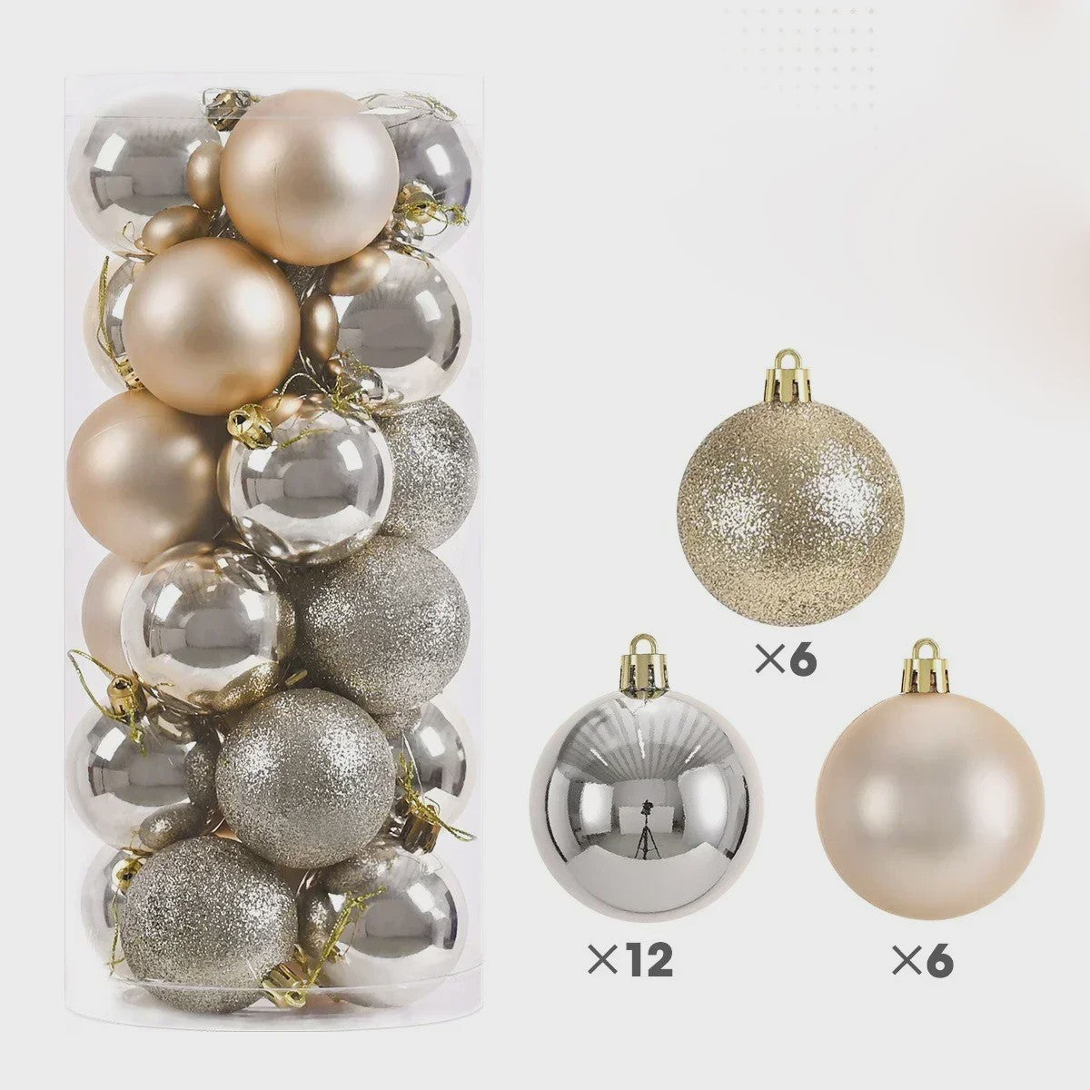 Set van 24 Kerstballen (3/4/6 cm) - Versier je Kerstboom en Feest met Stijl