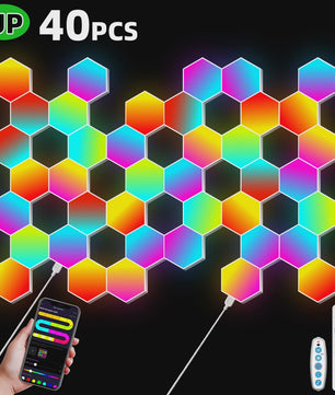 Modulaire Hexagon LED Wandlampen - RGB, Muziek Sync, App Bediening & USB